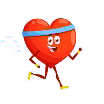 Cartoon heart runner character jogging and smiling vector
