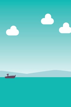 playing canoe in the wide sea vector
