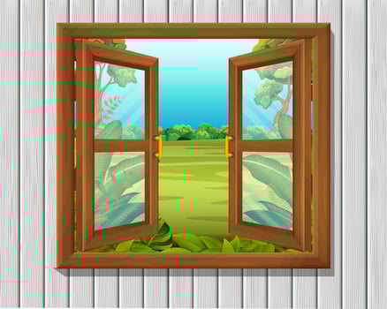 window to nature scene vector