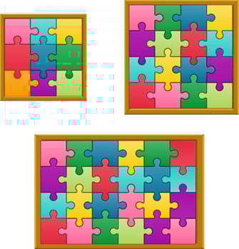 set collection Jigsaw puzzle game vector
