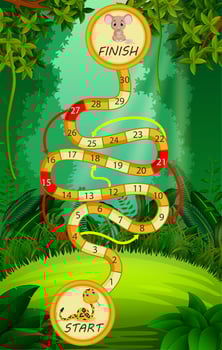 Game template with snake and mouse in forest background vector