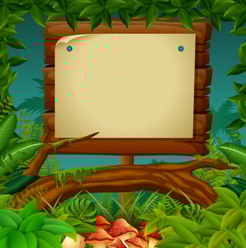 empty signboard at the forest vector