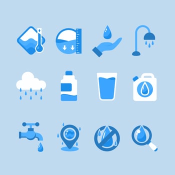 Flat Blue Water Activity Icon Collection vector