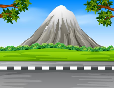 Scenery with road and the mountain vector