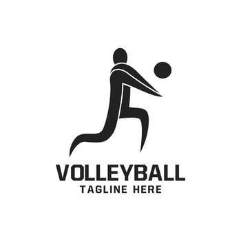 Volleyball Logo Design With Volley Player Silhouette Icon vector