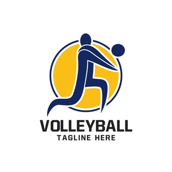 Volleyball Logo Design With Volley Player Icon vector