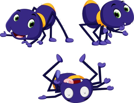 collection of spider cartoon vector