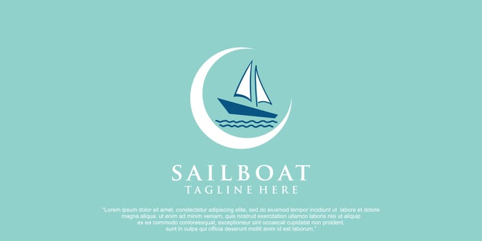 Simple sailing yacht silhouette logo design inspiration Premium Vector