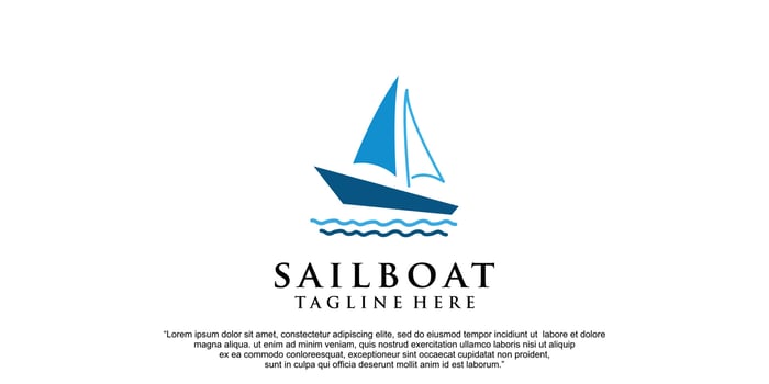 Simple sailing yacht silhouette logo design inspiration Premium Vector