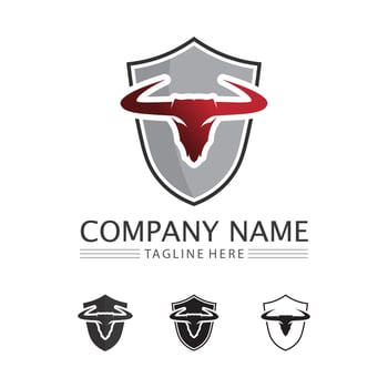 Abstract shield bull logo, horn badges logo icon vector