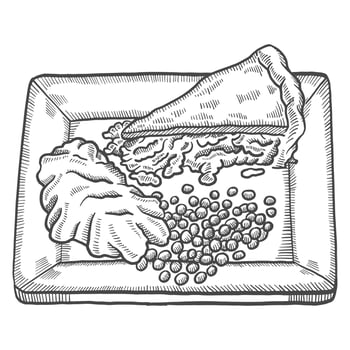 pie and mesh potato british or england food cuisine isolated doodle hand drawn sketch with outline style vector