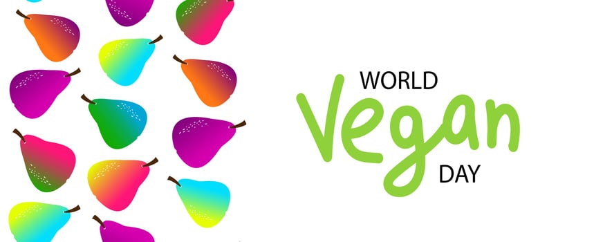 bright juicy fruits, World Vegetarian Day concept. vector flat banner