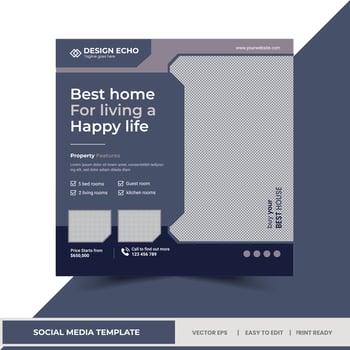 Real Estate Social Media Post Template - Realtor business marketing,post,business promotion template - 01 vector
