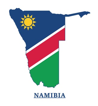 Namibia National Flag Map Design, Illustration Of Namibia Country Flag Inside The Map vector