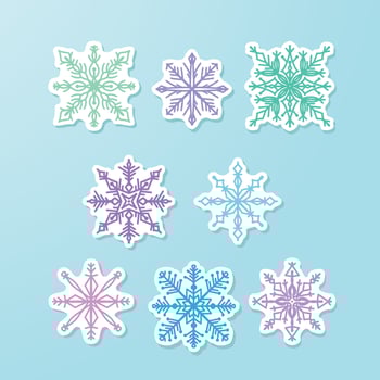 Winter Snowflake Shape Sticker Collection vector