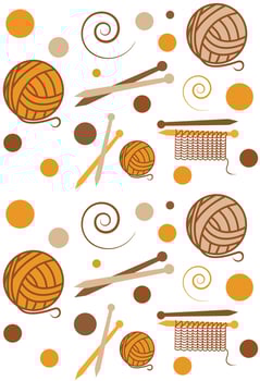 Seamless pattern knitting on soft background for textile or cover. Brown and orange. Vector print