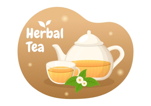 Herbal Tea with Chamomile Leaves of Health Drink Green to Increase Endurance in Template Hand Drawn Cartoon Flat Background Illustration vector