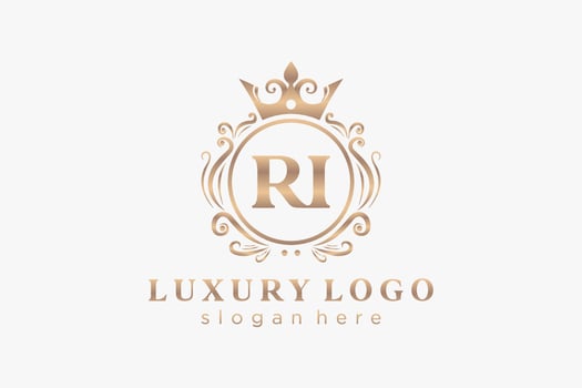Initial RI Letter Royal Luxury Logo template in vector art for Restaurant, Royalty, Boutique, Cafe, Hotel, Heraldic, Jewelry, Fashion and other vector illustration.
