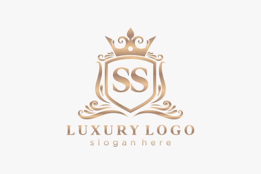 Initial SS Letter Royal Luxury Logo template in vector art for Restaurant, Royalty, Boutique, Cafe, Hotel, Heraldic, Jewelry, Fashion and other vector illustration.