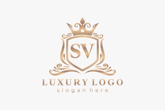 Initial SV Letter Royal Luxury Logo template in vector art for Restaurant, Royalty, Boutique, Cafe, Hotel, Heraldic, Jewelry, Fashion and other vector illustration.