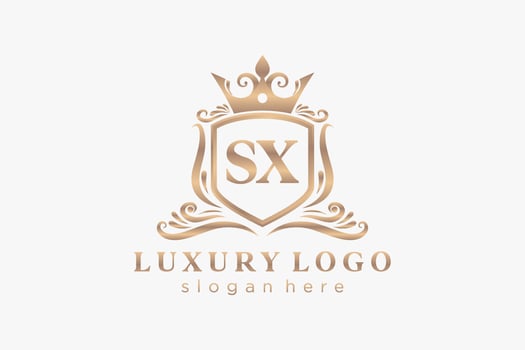 Initial SX Letter Royal Luxury Logo template in vector art for Restaurant, Royalty, Boutique, Cafe, Hotel, Heraldic, Jewelry, Fashion and other vector illustration.