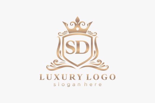 Initial SD Letter Royal Luxury Logo template in vector art for Restaurant, Royalty, Boutique, Cafe, Hotel, Heraldic, Jewelry, Fashion and other vector illustration.