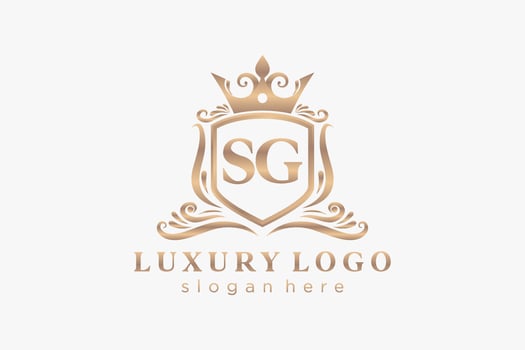 Initial SG Letter Royal Luxury Logo template in vector art for Restaurant, Royalty, Boutique, Cafe, Hotel, Heraldic, Jewelry, Fashion and other vector illustration.