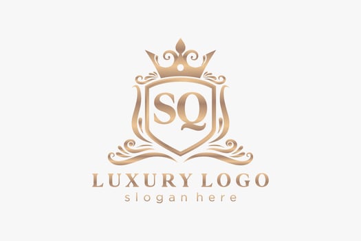 Initial SQ Letter Royal Luxury Logo template in vector art for Restaurant, Royalty, Boutique, Cafe, Hotel, Heraldic, Jewelry, Fashion and other vector illustration.