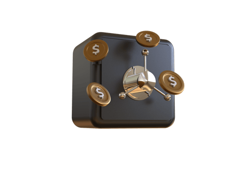3d render, closed metallic safe box isolated png