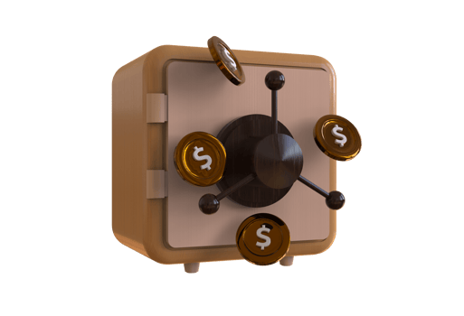 3d render, closed metallic safe box isolated png