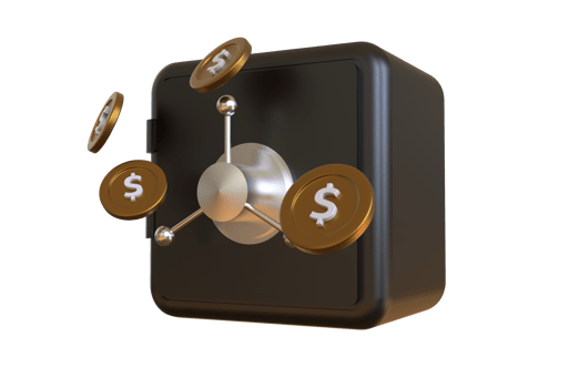 3d render, closed metallic safe box isolated png