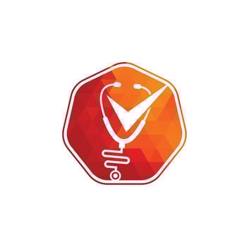 Health check logo design template. Stethoscope icon with checklist shape. Medical Check Up Logo Design Vector Template