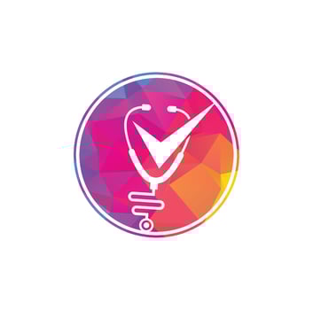 Health check logo design template. Stethoscope icon with checklist shape. Medical Check Up Logo Design Vector Template