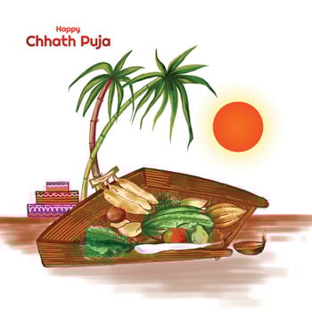 Happy Chhath Puja Holiday background for Sun festival of India vector