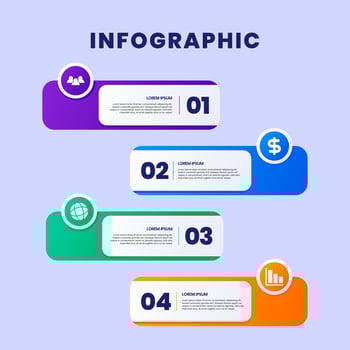 Vector Graphic of Infographic label design template with icons and 4 options or steps. Can be used for process diagram, presentations, workflow layout, banner, flow chart, info graph.