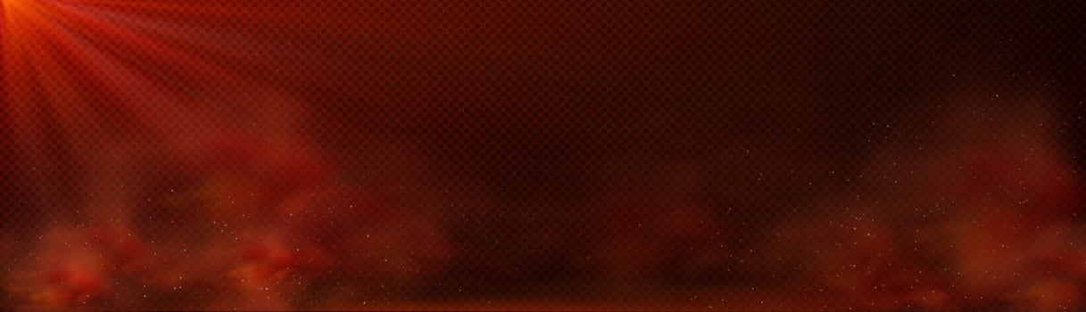 Red smoke and sun rays on transparent background vector