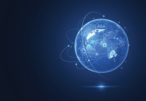 Global network connection. World map point and line composition concept of global business. Vector Illustration