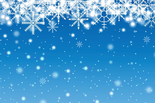 Natural Winter Christmas background with sky, heavy snowfall, snowflakes in different shapes and forms, snowdrifts. Winter landscape with falling christmas shining beautiful snow. vector