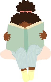 Girl with book.Childrens Book Week.Child reading book vector