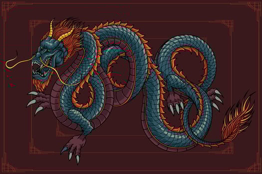 Legendary Chinese Dragon Illustrations vector