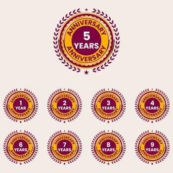 wedding anniversary celebration golden badges collection vector