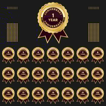 wedding anniversary celebration golden badges collection vector