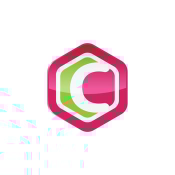 Hexagon letter C logo design vector