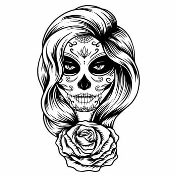 Sugar skull lady vector