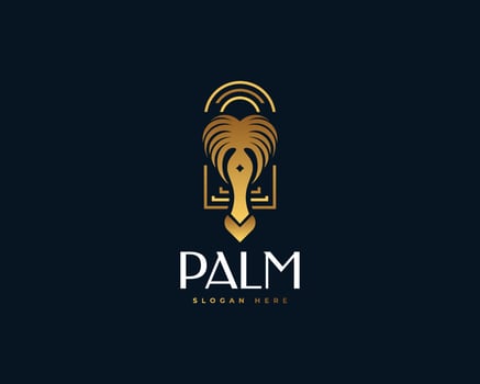 Luxury Golden Palm Tree Logo Design. Suitable for Travel, Spa, or Resort Industry Logo vector