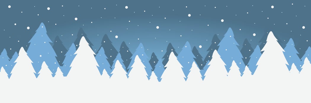 Winter and snow banner vector illustration. Abstract flat minimalist design landscape. Winter cold snowy season.