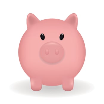 3d piggy bank isolated on white background. Full face. Vector illustration