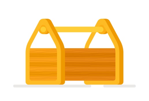 Vector illustration of an insulated wooden box on a white background for tools.