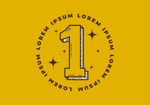 Number one retro illustration design on yellow background vector