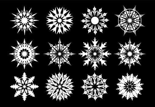 set of snowflakes shapes seamless pattern vector